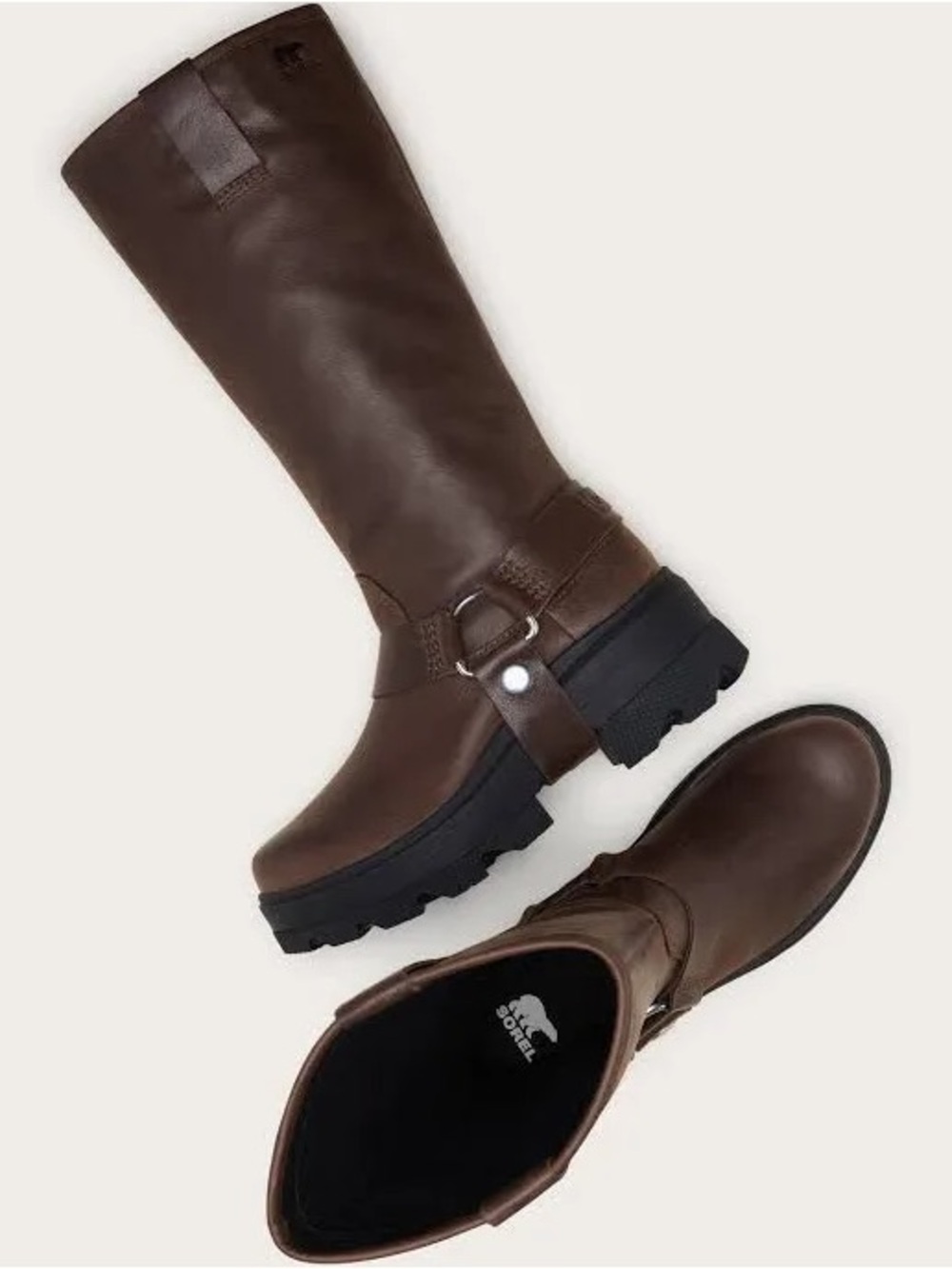 SOREL Joan Frwd Tall Women's Boots Brown Leather Mid-Calf Harness sz 11 NWT